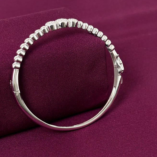 Sterling Silver Triple CZ Circle Bracelet Kada for Women