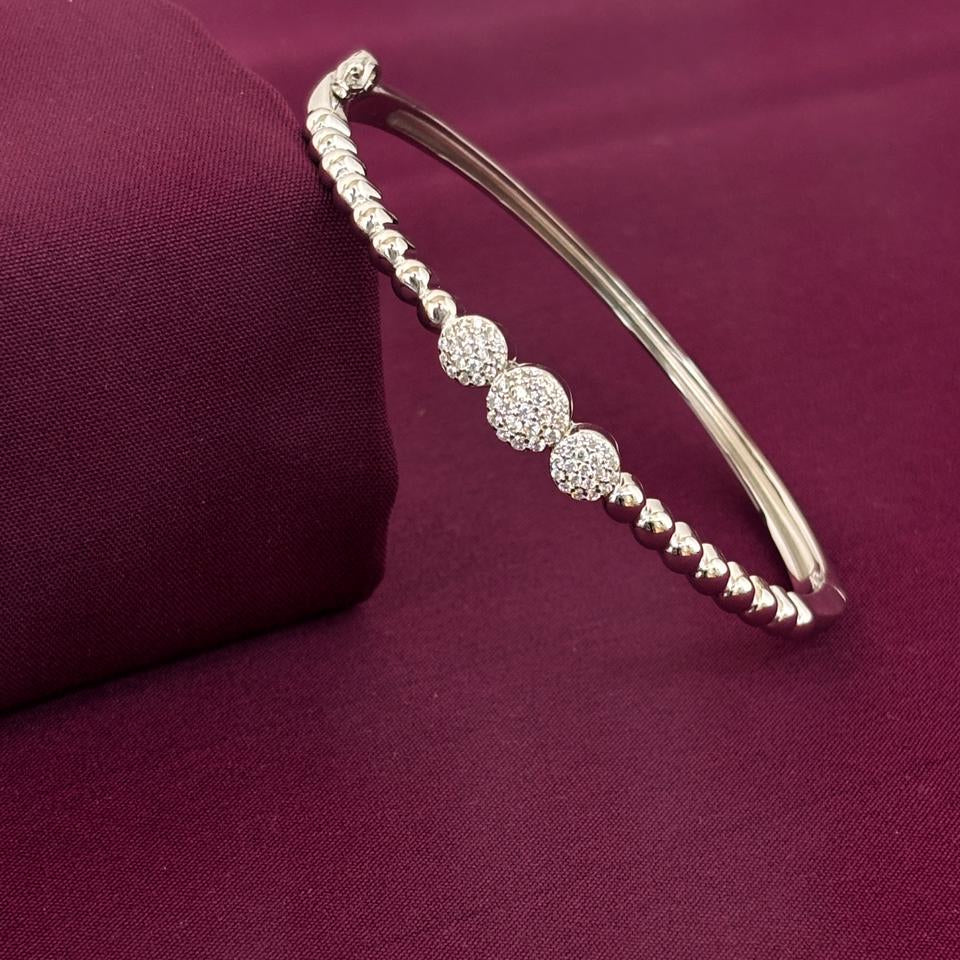 Sterling Silver Triple CZ Circle Bracelet Kada for Women