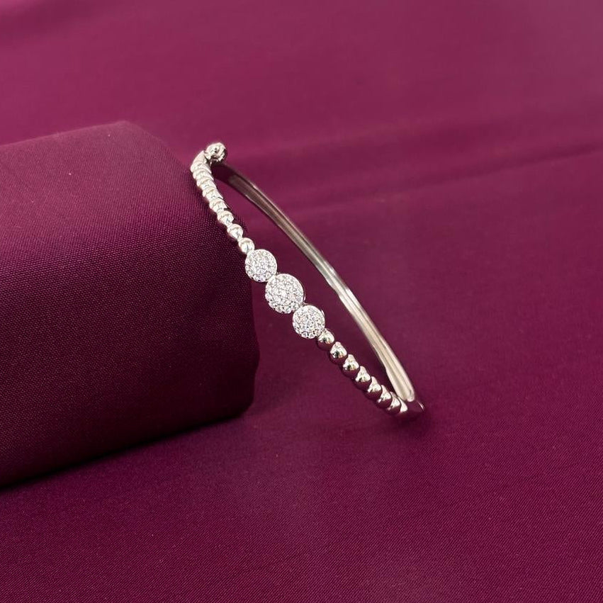 Sterling Silver Triple CZ Circle Bracelet Kada for Women
