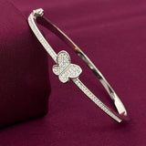 Sterling Silver Butterfly CZ Bracelet Kada for Women