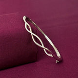 Sterling Silver Twisted CZ Designer Kada Bracelet for Women