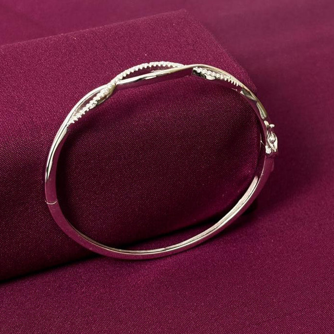 Sterling Silver Twisted CZ Designer Kada Bracelet for Women