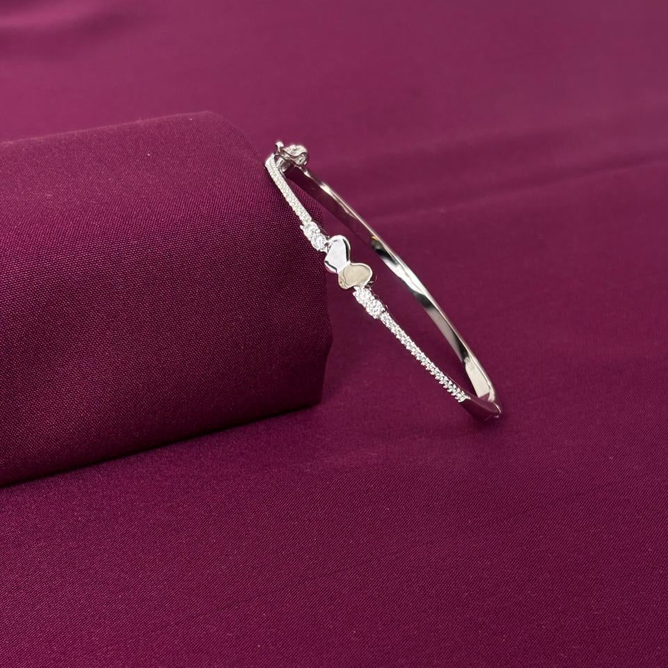 Sterling Silver Butterfly CZ Designer Bracelet Kada for Women