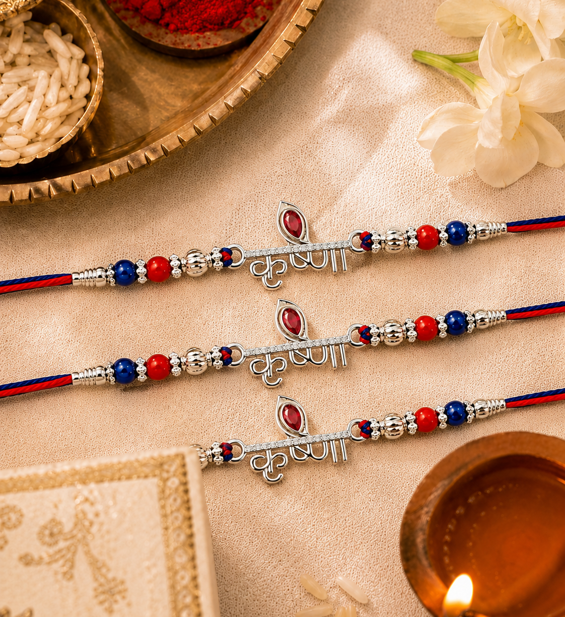Krishna-Rakhi-silver-3Set