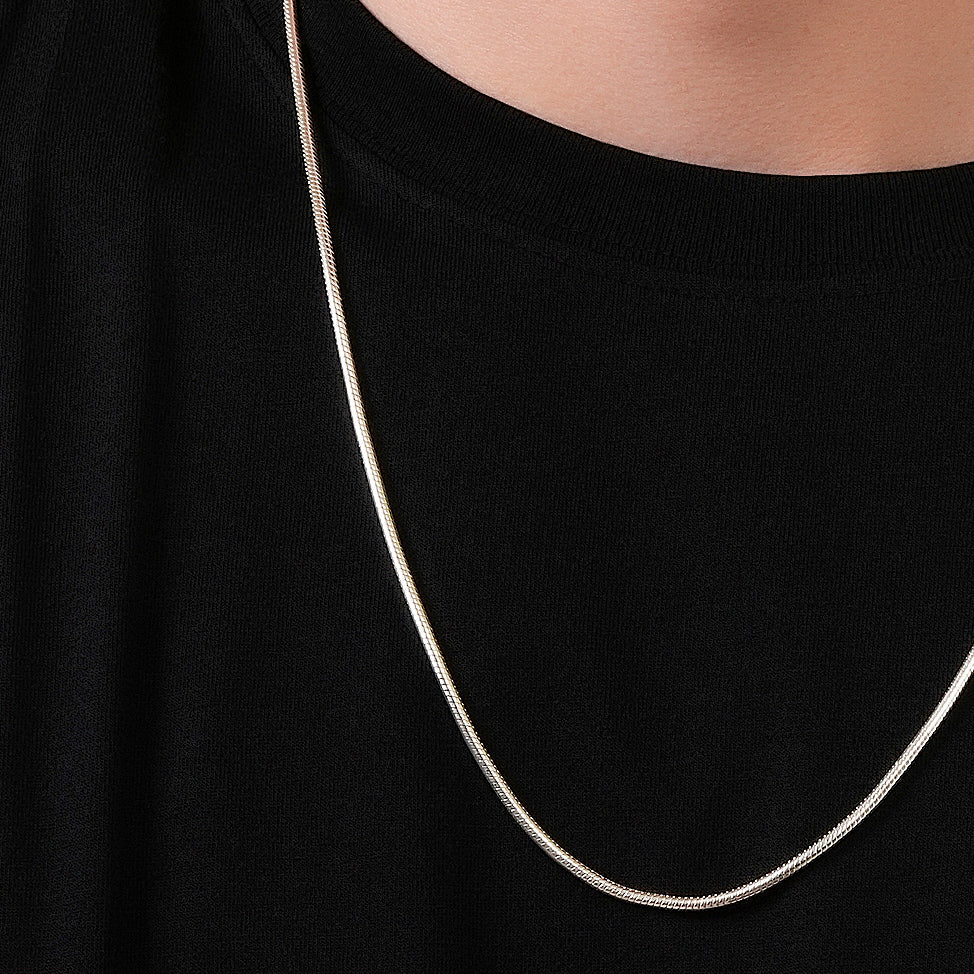 925 Sterling Silver Snake Chain Necklace – Smooth Minimal Silver Chain for Women & Men | Zaviraa