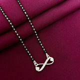 925 Sterling Silver Infinity CZ Diamond Mangalsutra with Black Bead Chain