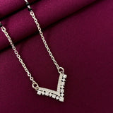 925 Sterling Silver V Shape Diamond Mangalsutra with Black Bead Chain