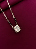 925 Sterling Silver Square Solitaire Mangalsutra with Black Bead Chain