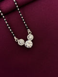 925 Sterling Silver Triple Stone Solitaire Mangalsutra Necklace for Women