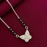 925 Sterling Silver Diamond Butterfly Mangalsutra with Black Bead Chain