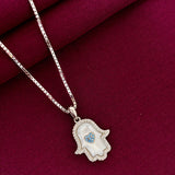 925 Sterling Silver Hamsa Hand Heart Pendant Necklace