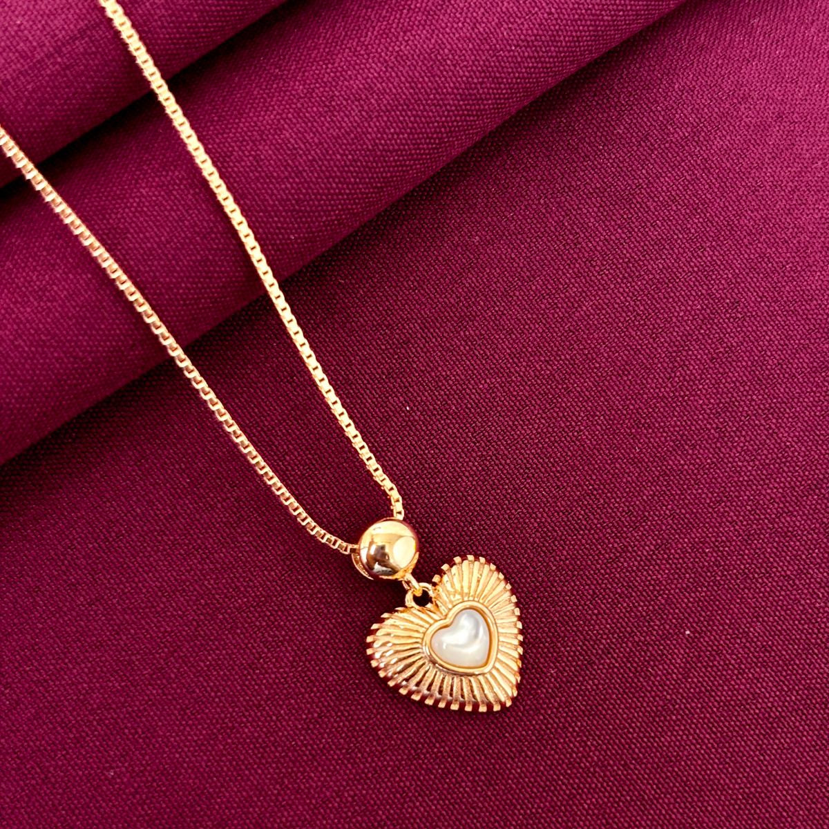 Rose Gold Plated Heart Pendant Necklace with Pearl Center