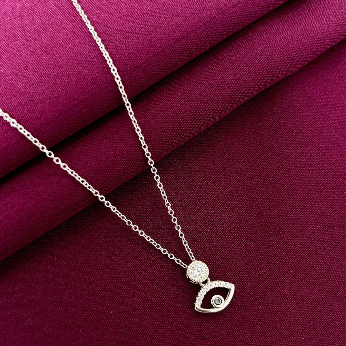925 Sterling Silver Evil Eye Chain Pendant Necklace