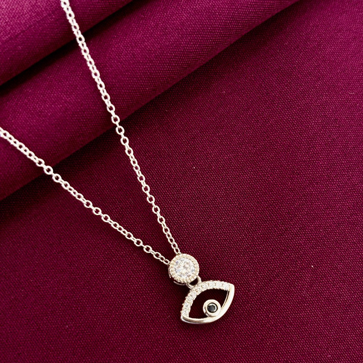 925 Sterling Silver Evil Eye Chain Pendant Necklace