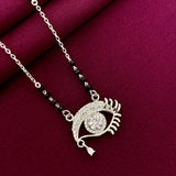 925 Sterling Silver Evil Eye Diamond Mangalsutra with Black Bead Chain