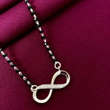 925 Sterling Silver Minimal Infinity Mangalsutra with Black Bead Chain