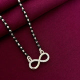 925 Sterling Silver Cz Diamond Infinity Mangalsutra with Black Bead Chain
