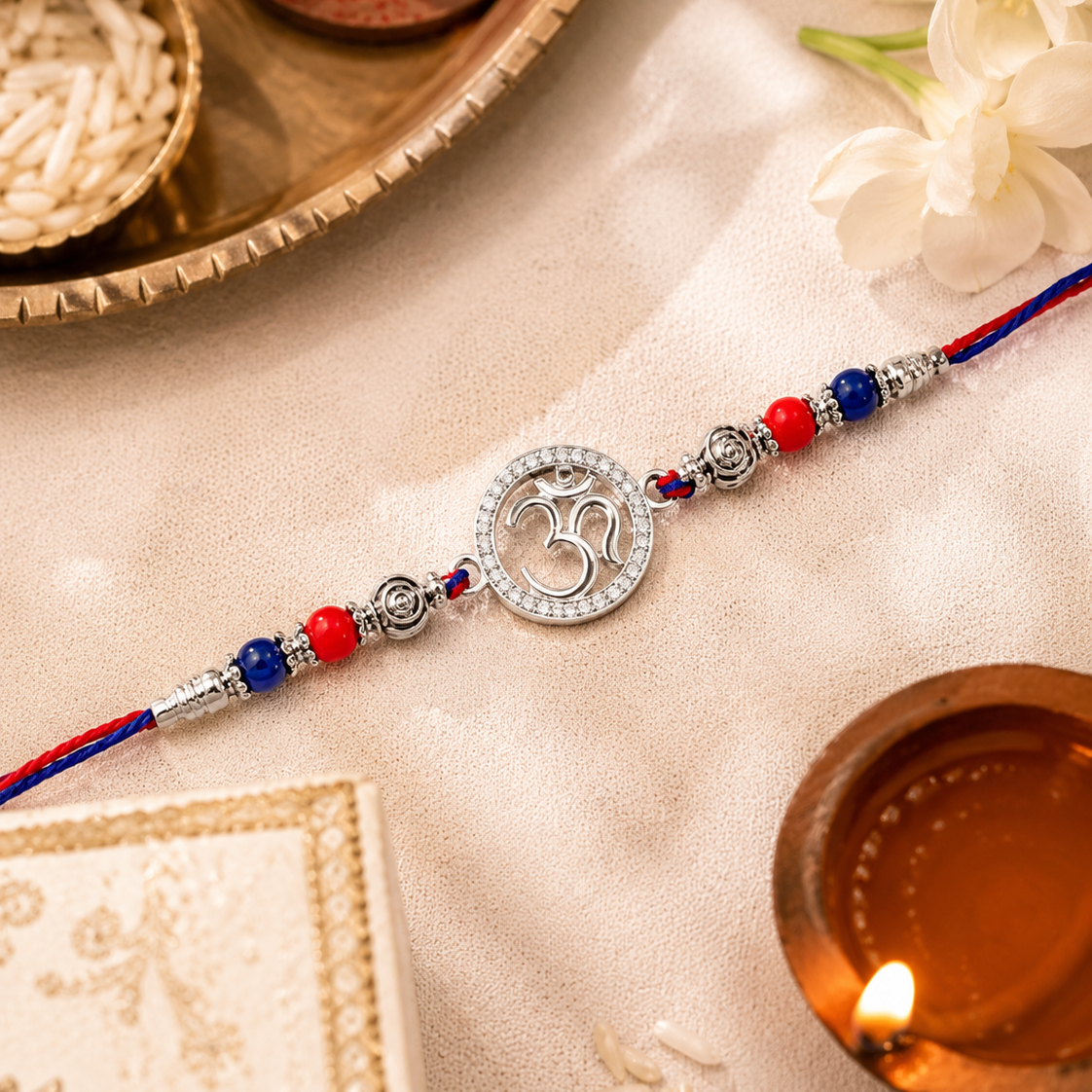 OM Rakhi Hamper | Premium 925 Silver Divine OM Rakhi Hamper |Bestseller Special Silver Rakhi Hamper For This Rakshabandhan