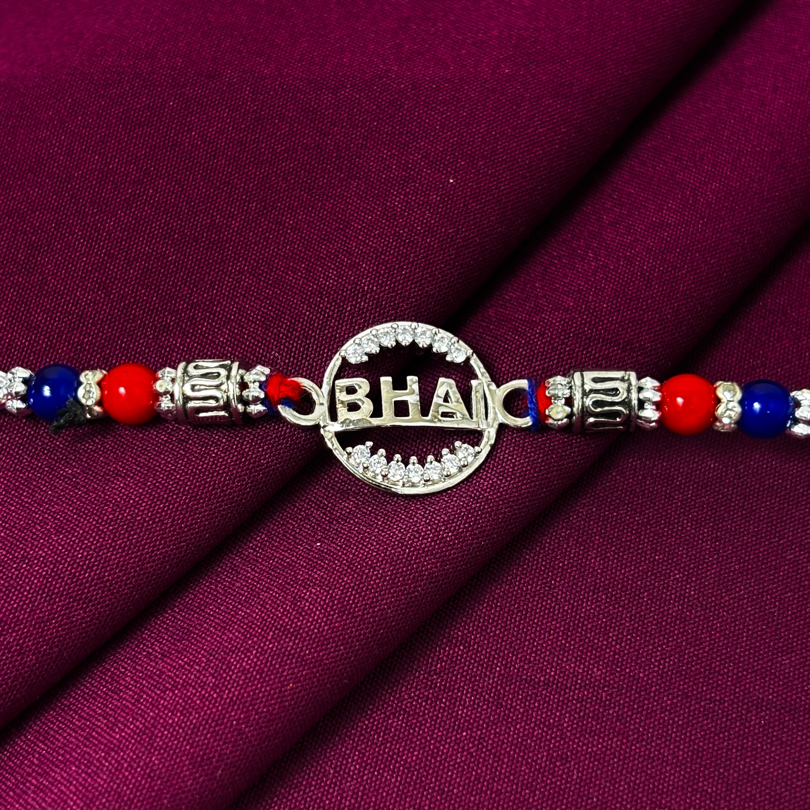 Silver BHAI Rakhi | Pure 925 Sterling Silver BHAI Rakhi | Premium Designer Silver Rakhi for Brother | Zaviraa