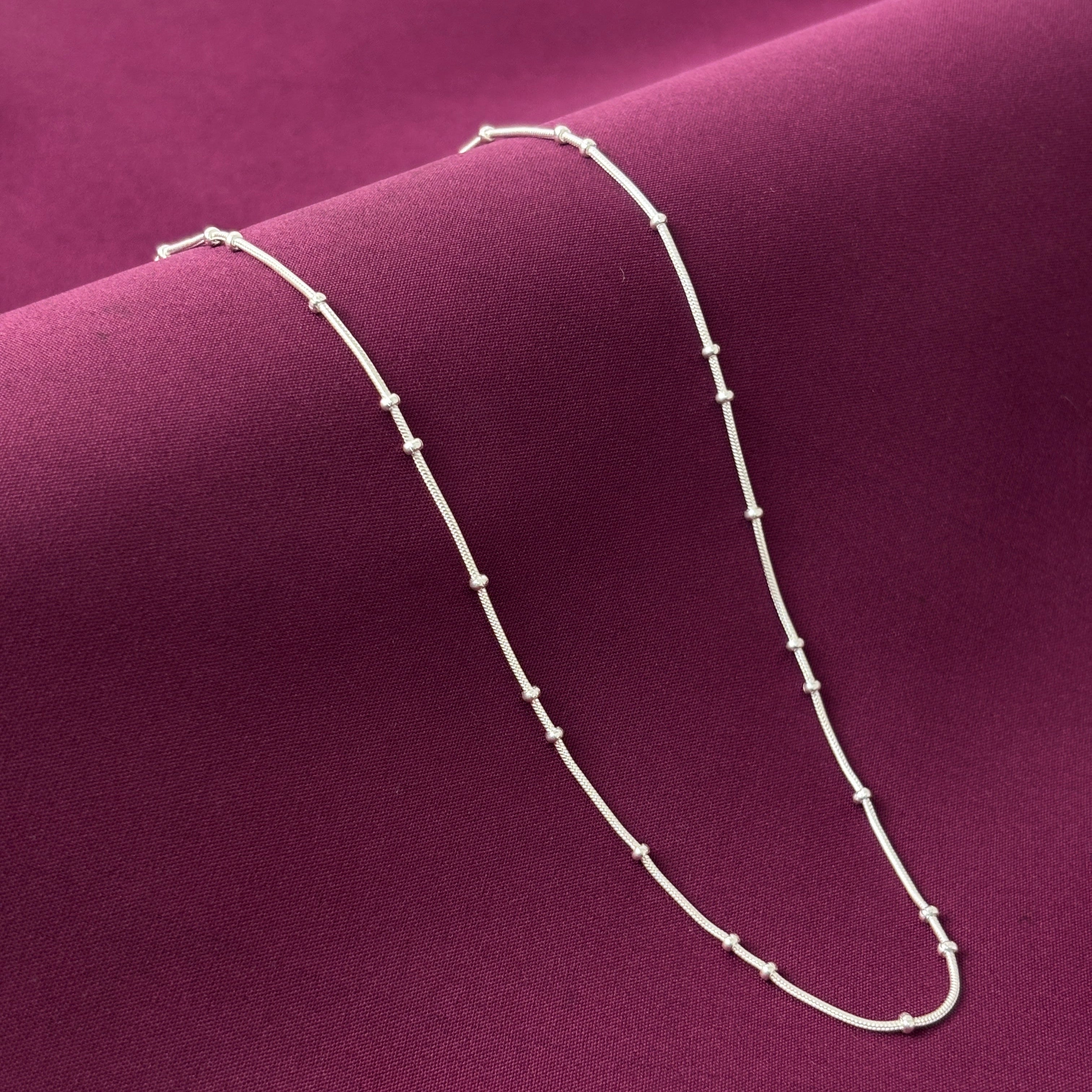 Silver Ball Snake Chain| 925 Sterling Silver Dailywear Ball Snake Chain For Girls | Zaviraa