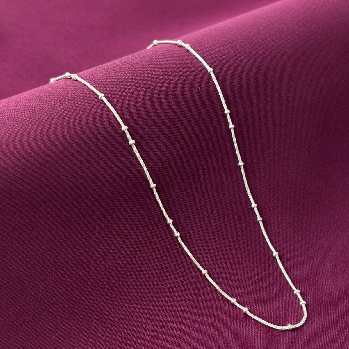 Silver Ball Snake Chain| 925 Sterling Silver Dailywear Ball Snake Chain For Girls | Zaviraa