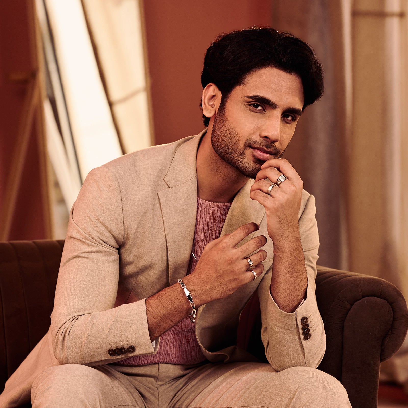 Liban Platinum Wristlet For Men