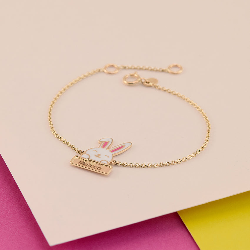 Bugs Bunny Kids Personalized Gold Bracelet