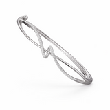 Silver bracelet with a wave design on a white background
