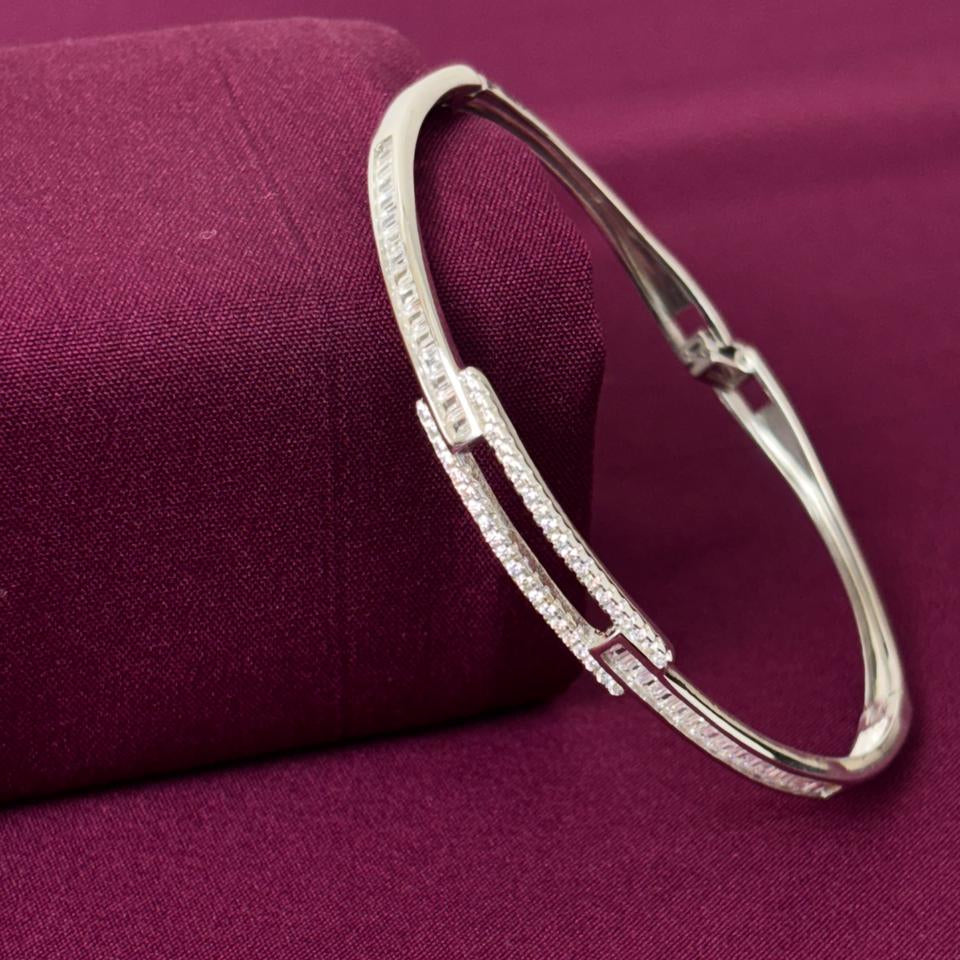 Elegant American Diamond Women Kada Bracelet in 925 Silver | Premium Openable Kada for Women