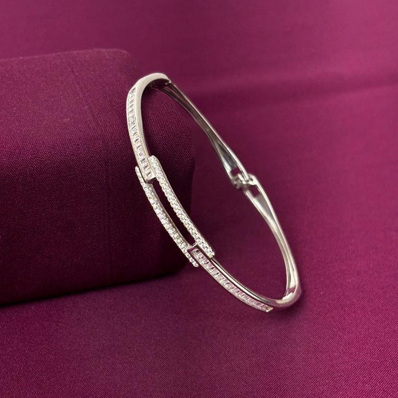 Elegant American Diamond Women Kada Bracelet in 925 Silver | Premium Openable Kada for Women