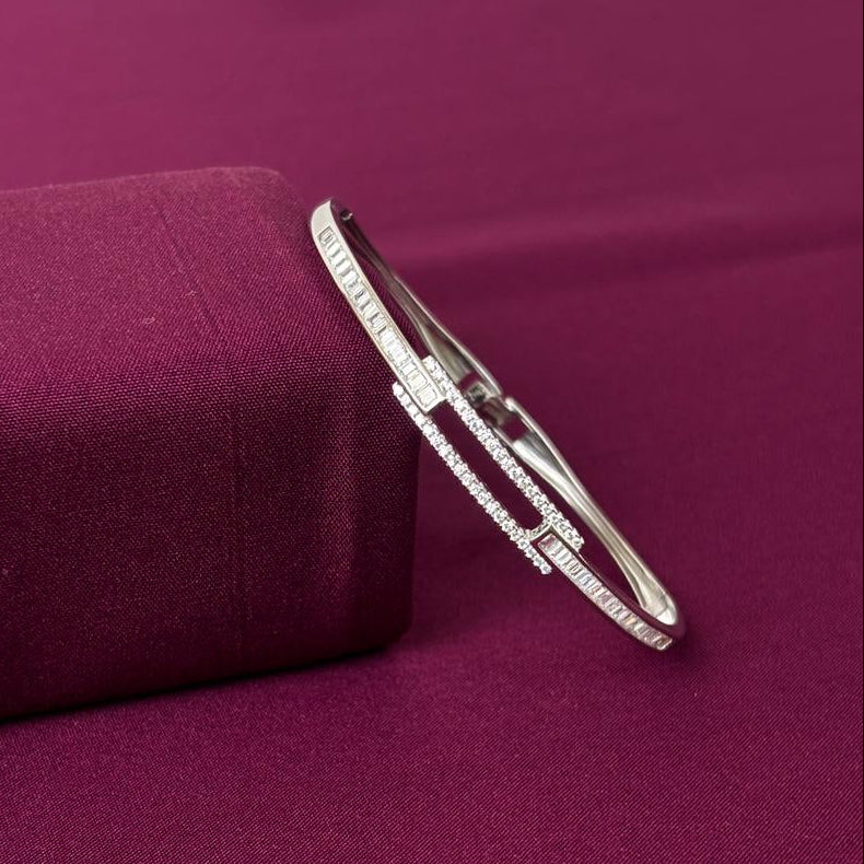 Elegant American Diamond Women Kada Bracelet in 925 Silver | Premium Openable Kada for Women