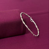Dual Twisted Rope Design Women Kada in 925 Silver | Minimal Elegant Silver Bracelet