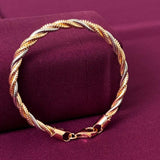 Gold Tone Twisted Rope Women Kada in 925 Silver | Elegant Gold Finish Bracelet for Women