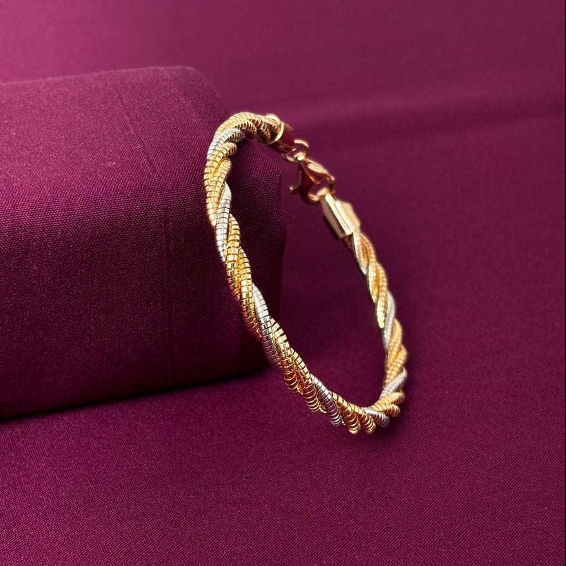 Gold Tone Twisted Rope Women Kada in 925 Silver | Elegant Gold Finish Bracelet for Women