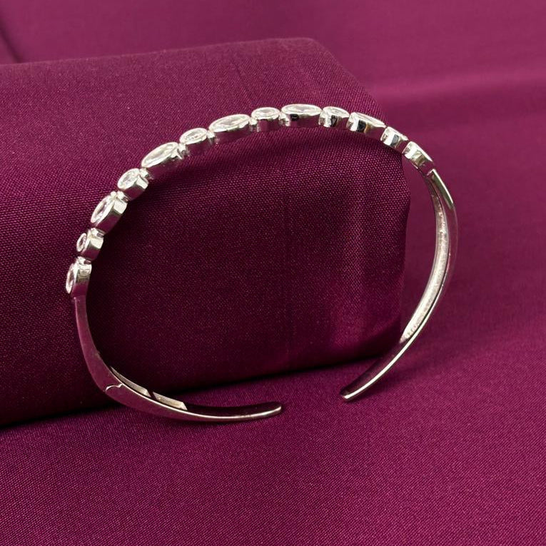 925 Silver Oval Crystal Designer Women Kada Bracelet