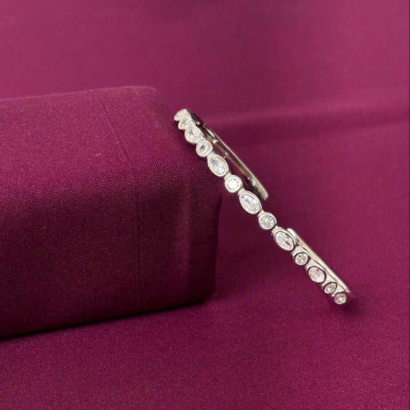 925 Silver Oval Crystal Designer Women Kada Bracelet