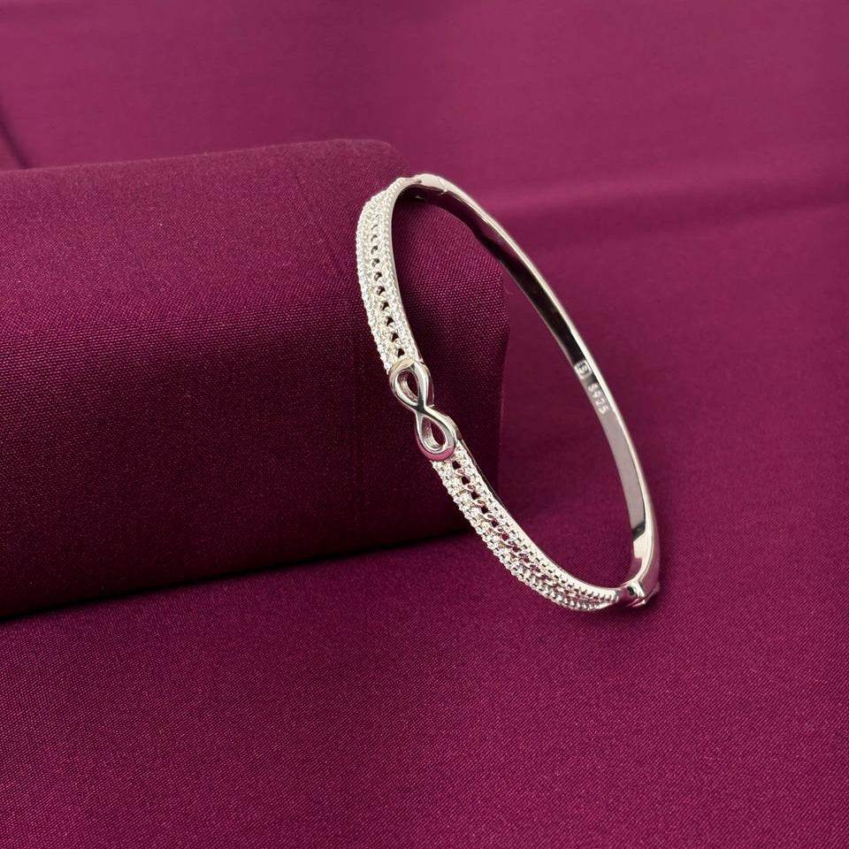 Infinity Design American Diamond Women Kada in 925 Silver | Elegant Openable Bracelet