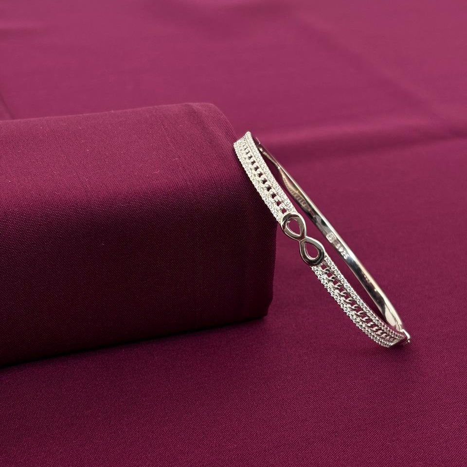 Infinity Design American Diamond Women Kada in 925 Silver | Elegant Openable Bracelet
