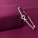 Heart Design American Diamond Women Kada in 925 Silver | Elegant Openable Bracelet