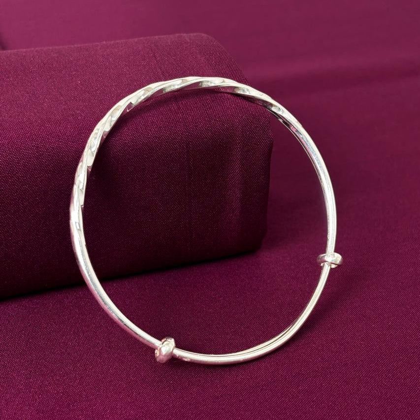 Hammered Texture Women Kada in 925 Silver | Minimal Elegant Openable Bracelet