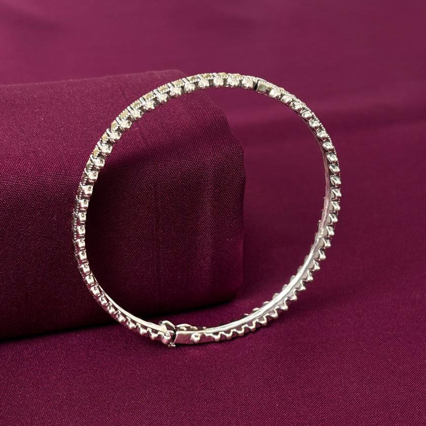 925 Silver Marquise Studded Textured Women Kada in 925 Silver