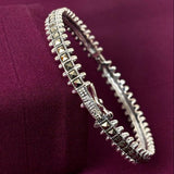 925 Silver Marquise Studded Textured Women Kada in 925 Silver