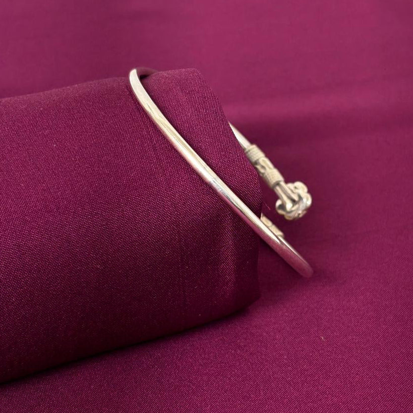Floral Tip Women Kada in 925 Silver | Handcrafted Open Cuff Bracelet
