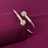 Floral Tip Women Kada in 925 Silver | Handcrafted Open Cuff Bracelet