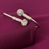 Floral Tip Women Kada in 925 Silver | Handcrafted Open Cuff Bracelet
