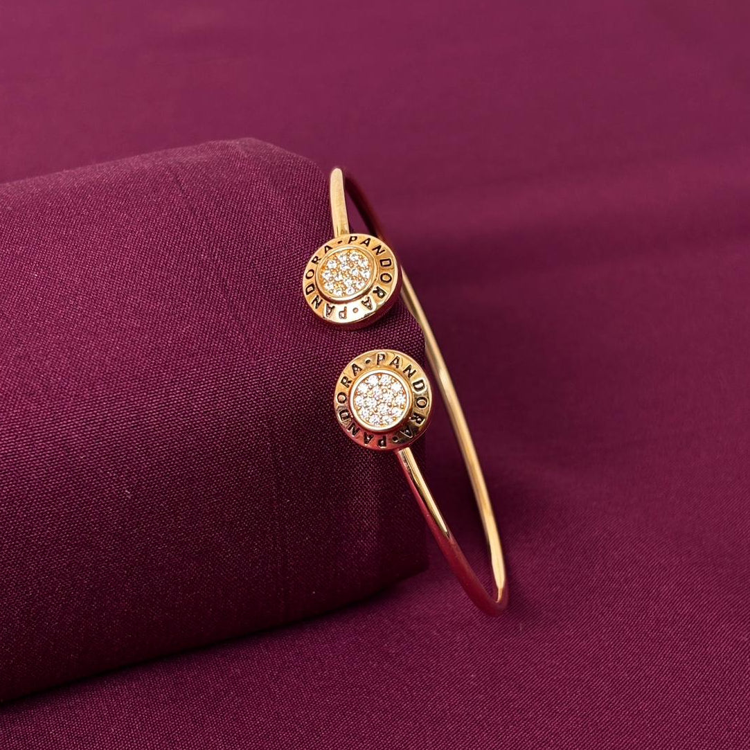 Round Charm Studded Women Kada in 925 Silver | Open Cuff Bracelet