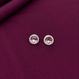 Blush Pink Round Halo Stud Earrings in 925 Sterling Silver