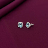 Aqua Blue Twisted Halo Stud Earrings in 925 Sterling Silver