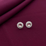 Pink Gemstone Halo Stud Earrings in 925 Sterling Silver