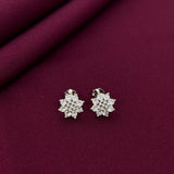 Snowflake Floral Cluster Stud Earrings in 925 Sterling Silver
